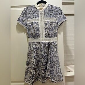 Self Portrait lace mini dress with high neck